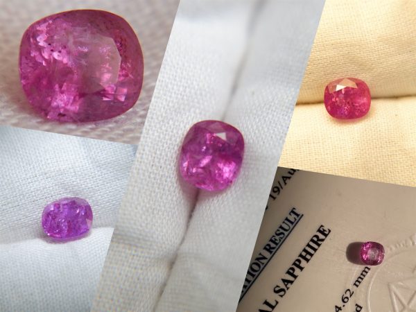 Bi-Color Hot Pink Sapphire - Cushion - 1.475 ct - IGL certified