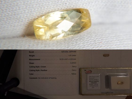 Yellow Sapphire - Rectangular - 1.65 ct - AGL certified